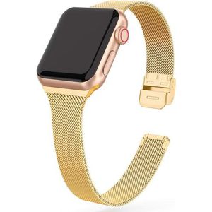 Apple watch Milanese slim fit bandje - Goud - Geschikt voor Apple Watch 38mm / 40mm / 41mm
