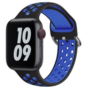 Apple watch Siliconen sportband met gesp - Zwart + Blauw - Geschikt voor Apple Watch 42mm / 44mm / 45mm / 49mm