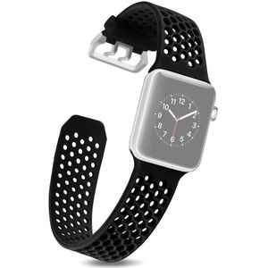 Apple watch Bandje met gaatjes - Zwart - Geschikt voor Apple Watch 42mm / 44mm / 45mm / 49mm - Apple watch bandjes