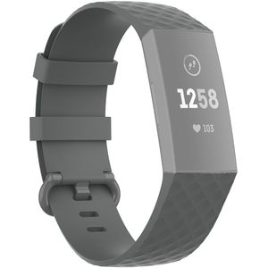 Fitbit Charge 3 & 4 siliconen diamant pattern bandje - Maat: Small - Grijs