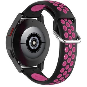 Samsung Siliconen sportbandje met gesp - Zwart + roze - Samsung Galaxy Watch Active 2