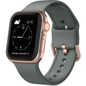 Apple watch Soft siliconen bandje met gespsluiting - Olijfgroen - Geschikt voor Apple Watch 42mm / 44mm / 45mm / 49mm - Apple watch bandjes