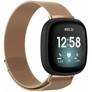 Fitbit Versa 3/4 & Sense 1/2 milanese bandje - Large - Champagne goud