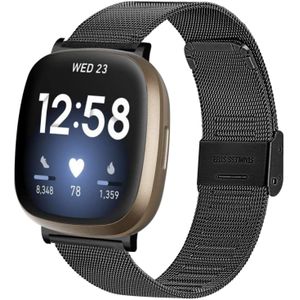 Fitbit Versa 3/4 & Sense 1/2 - Milanese bandje met klemsluiting - Zwart