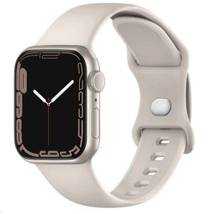 Apple watch Siliconen sportbandje - Sterrenlicht / starlight - Maat: M/L - Geschikt voor Apple Watch 44mm / 45mm / 46mm / 49mm - Apple watch bandjes