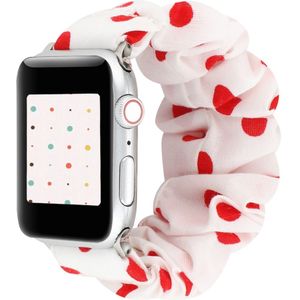 Apple watch Elastisch scrunchie nylon bandje - Rode stippen - Geschikt voor Apple Watch 38mm / 40mm / 41mm