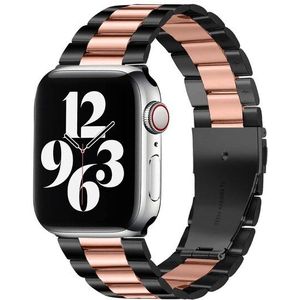 Stalen schakelband - Zwart met rosé goud - Geschikt voor Apple watch 38mm / 40mm / 41mm