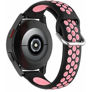 Siliconen sportbandje met gesp - Zwart + lichtroze - Huawei Watch GT 2 & GT 3 - 42mm