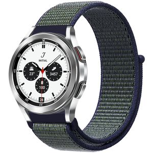Samsung Sport Loop nylon bandje - Blauw met groene band - Samsung Galaxy Watch 4 Classic - 42mm / 46mm