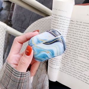 Apple AirPods Pro / AirPods Pro 2 hoesje Marble series - hard case - Marble blauw - Schokbestendig