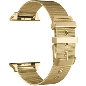 Apple watch Milanese met gesp bandje - Goud - Geschikt voor Apple Watch 42mm / 44mm / 45mm / 49mm - Apple watch bandjes