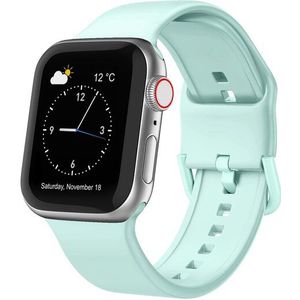 Soft siliconen bandje met gespsluiting - Mint groen - Geschikt voor Apple Watch 42mm / 44mm / 45mm / 49mm