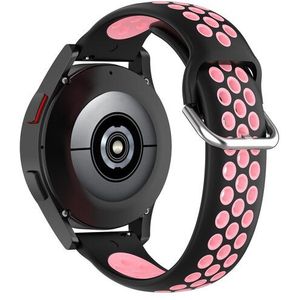 Samsung Siliconen sportbandje met gesp - Zwart + roze - Samsung Galaxy Watch - 42mm