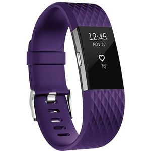 Fitbit Charge 2 siliconen bandje - Maat: Large - Paars