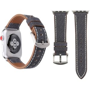 Apple watch Denim Pattern Echt Leren bandje - Grijs - Geschikt voor Apple Watch 42mm / 44mm / 45mm / 49mm - Apple watch bandjes