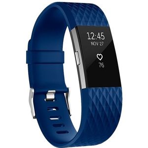 Fitbit Charge 2 siliconen bandje - Maat: Small - Blauw