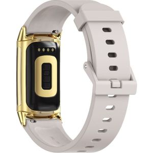 FitBit Charge 5 & 6 Extra soft siliconen bandje - Lichtgrijs + gouden connector