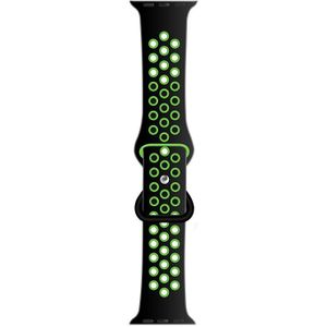 Sportbandje met extra lus - Zwart + Groen - Geschikt voor Apple Watch 38mm / 40mm / 41mm