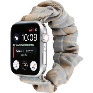Elastisch scrunchie nylon bandje - Khaki / Lichtblauw - Geschikt voor Apple Watch 42mm / 44mm / 45mm / 49mm
