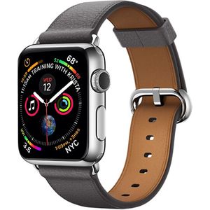 Classic lederen bandje - Grijs - Geschikt voor Apple Watch 42mm / 44mm / 45mm / 49mm