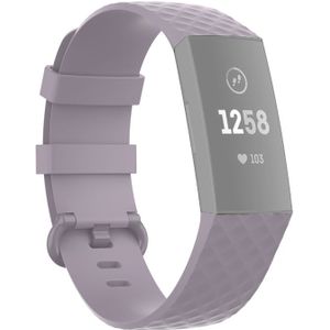 Fitbit Charge 3 & 4 siliconen diamant pattern bandje - Maat: Small - Lichtpaars