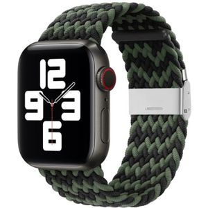 Apple watch Braided nylon bandje - Zwart / Groen - Geschikt voor Apple Watch 44mm / 45mm / 46mm / 49mm - Apple watch bandje