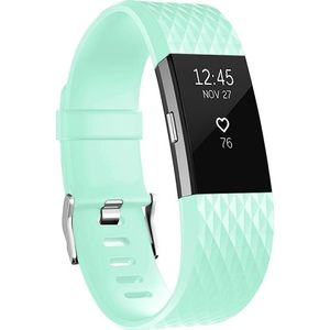 Fitbit Charge 2 siliconen bandje - Maat: Small - Cyaan