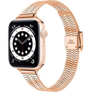 Stainless steel slim fit bandje - Champagne goud - Geschikt voor Apple Watch 38mm / 40mm / 41mm