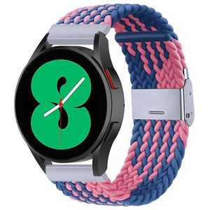 Samsung Braided nylon bandje - Blauw / roze - Samsung Galaxy Watch Active 2
