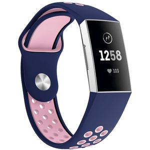 Fitbit Charge 3 & 4 siliconen DOT bandje - Roze / Blauw - Maat: Small