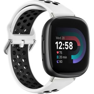 Fitbit Versa 3 & 4 / Sense 1 & 2 - Sport editie - Large - Wit + zwart