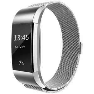 Fitbit Charge 2 milanese bandje - Maat: Large - Zilver