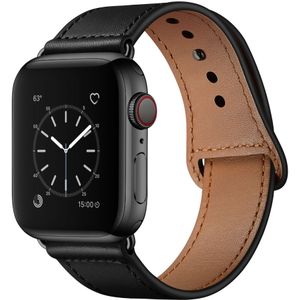 Apple watch Leren bandje - Zwart - Geschikt voor Apple Watch 38mm / 40mm / 41mm