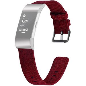Fitbit Charge 2 Canvas nylon bandje - Maat: Large - Rood