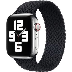 Braided Solo Loop nylon bandje - Maat: S - Zwart - Geschikt voor Apple Watch 42mm / 44mm / 45mm / 49mm