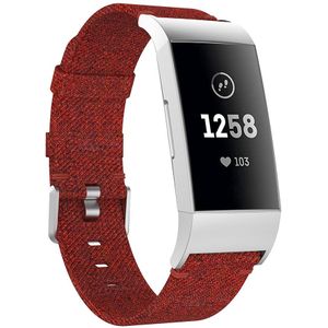 Fitbit Charge 3 & 4 nylon bandje - Donker rood
