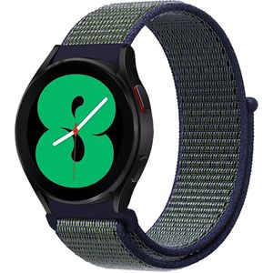 Samsung Sport Loop nylon bandje - Blauw met groene band - Samsung Galaxy Watch 4 - 40mm / 44mm