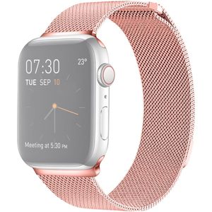 Apple watch Milanese RVS bandje - Roze - Geschikt voor Apple Watch 44mm / 45mm / 46mm / 49mm - Apple watch bandjes