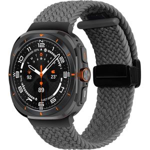 Samsung Braided band met D-buckle sluiting - Grijs - Samsung Galaxy Watch Ultra 47mm - Samsung bandje