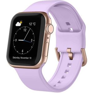 Apple watch Soft siliconen bandje met gespsluiting - Lavendel - Geschikt voor Apple Watch 44mm / 45mm / 46mm / 49mm - Apple watch bandjes