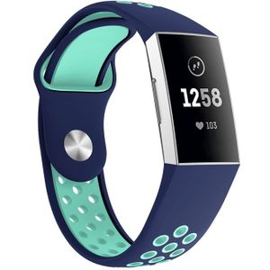Fitbit Charge 3 & 4 siliconen DOT bandje - Mint / Blauw - Maat: Large