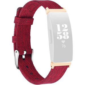 Fitbit Inspire 1 / HR / Ace 2 Canvas nylon bandje - Maat: Small - Rood