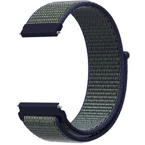 Samsung Sport Loop nylon bandje - Blauw met groene band - Samsung Galaxy Watch 5 (Pro) - 40mm / 44mm / 45mm