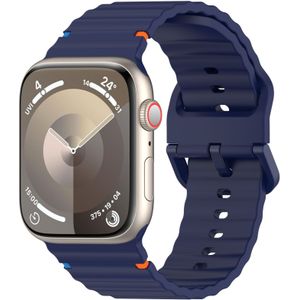 Apple watch Wave sportband - Donkerblauw - Geschikt voor Apple Watch 44mm / 45mm / 46mm / 49mm - Apple watch bandje