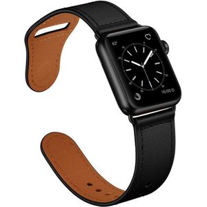 Leren bandje - Zwart - Geschikt voor Apple Watch 42mm / 44mm / 45mm / 49mm