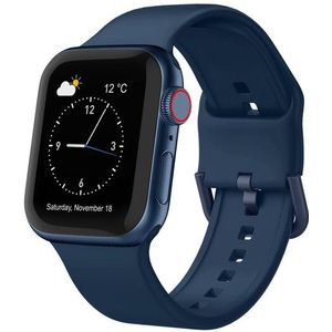 Soft siliconen bandje met gespsluiting - Donkerblauw - Geschikt voor Apple Watch 38mm / 40mm / 41mm