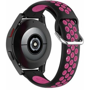 Samsung Siliconen sportbandje met gesp - Zwart + roze - Samsung Galaxy Watch - 46mm