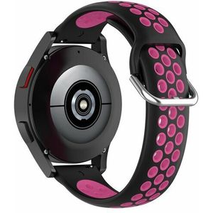 Samsung Siliconen sportbandje met gesp - Zwart + roze - Samsung Galaxy Watch 6 Classic - 47mm & 43mm