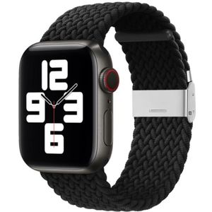Braided nylon bandje - Zwart - Geschikt voor Apple Watch 42mm / 44mm / 45mm / 49mm