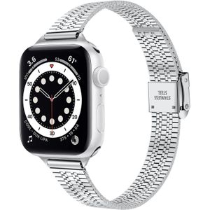 Stainless steel slim fit bandje - Zilver - Geschikt voor Apple Watch 42mm / 44mm / 45mm / 49mm